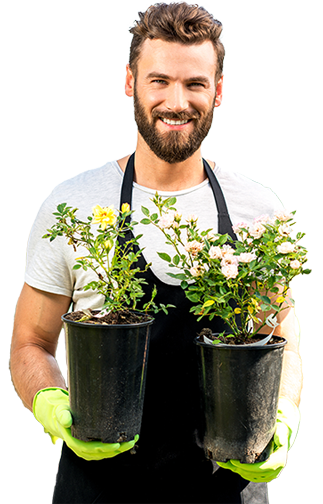 gardener with flowerpot