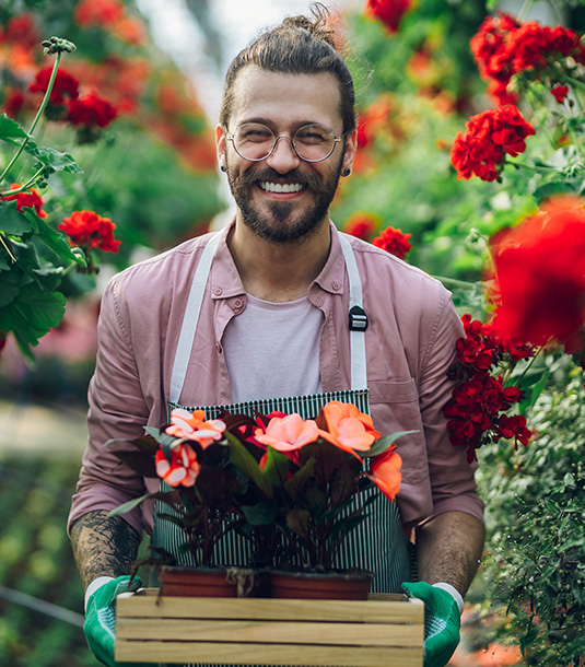 man working in garden
